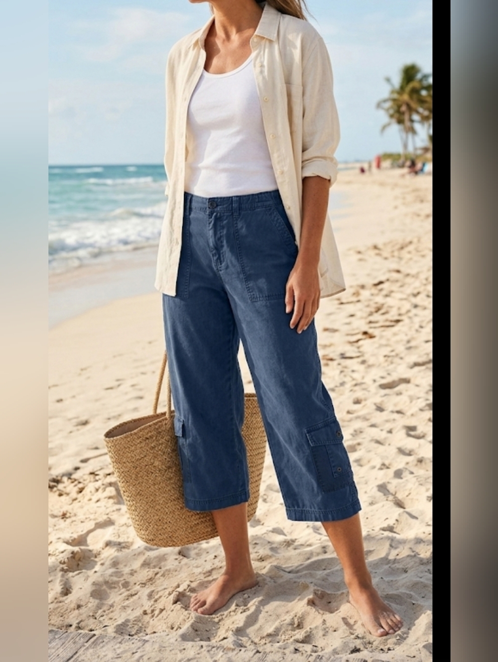 Caribbean Joe Navy Cargo Capri Pants 14